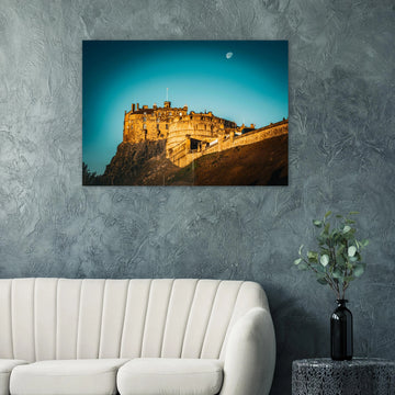 Edinburgh Castle wall art poster print at night
