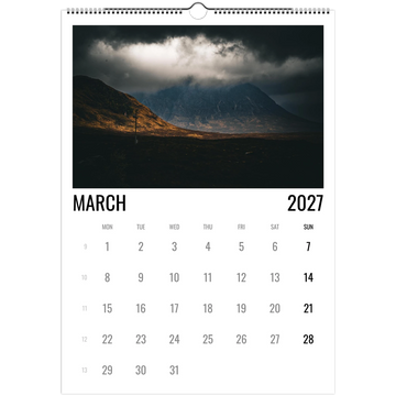 Glencoe 2027 calendar moody tones