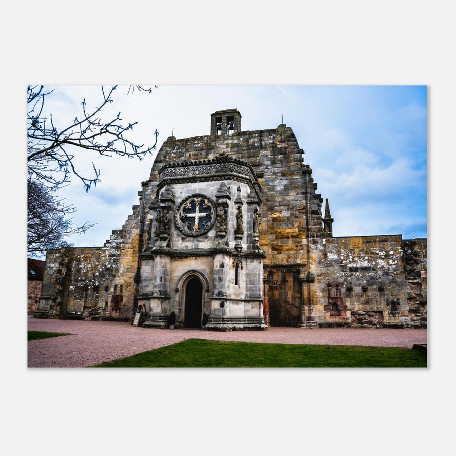 Rosslyn Chapel wall art front view showing ornate Gothic façade and entrance