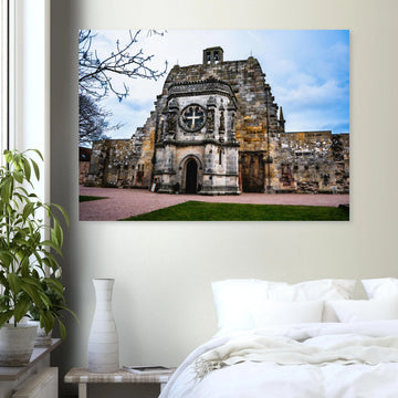 Rosslyn Chapel wall art front view showing ornate Gothic façade and entrance