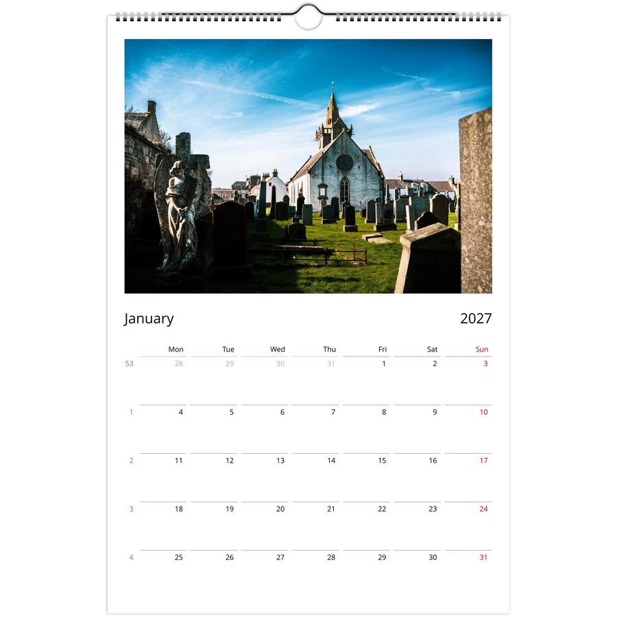 Scotland calendar 2027 cover with iconic Scottish landscape