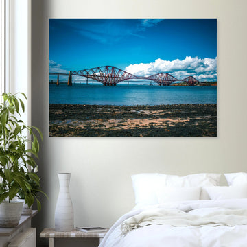Forth bridges wall art print showing rail bridge, road bridge and Queensferry Crossing 